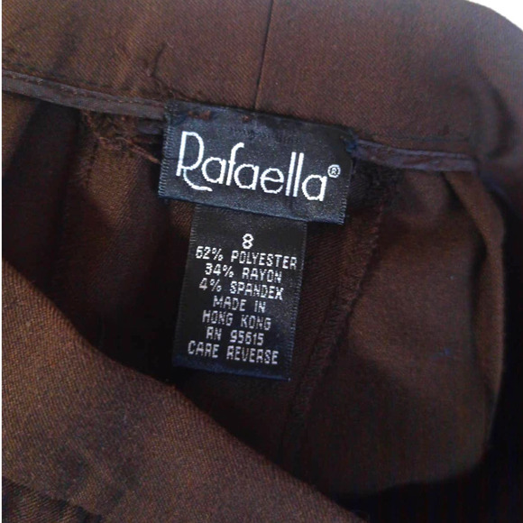 Rafaella Women Sz 8 Dark Brown Work Pants Stretch Flat Front Business Office - Picture 6 of 6